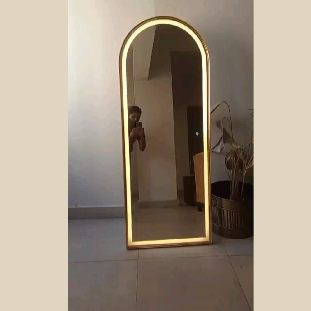 Standing LED Mirror with Sleek Metal Stand MA-58